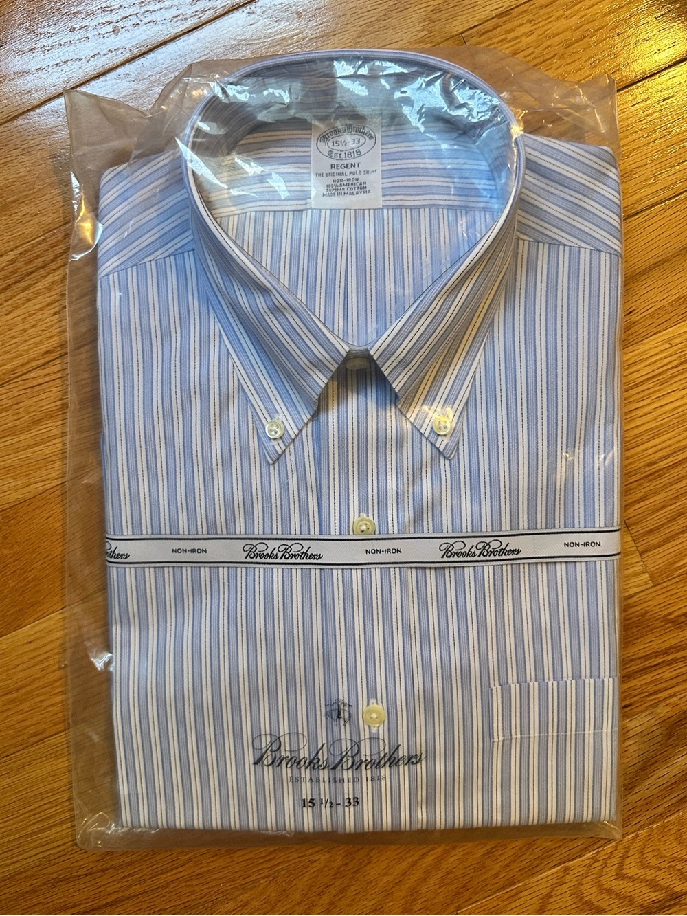 NWT Brooks Brothers Light Blue and White Stripe Dress Shirt